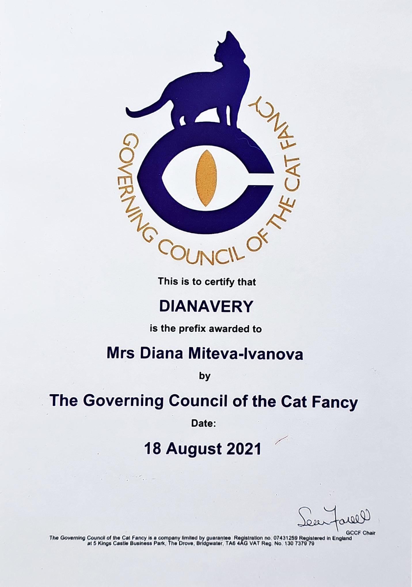 GCCF Registration Certificate